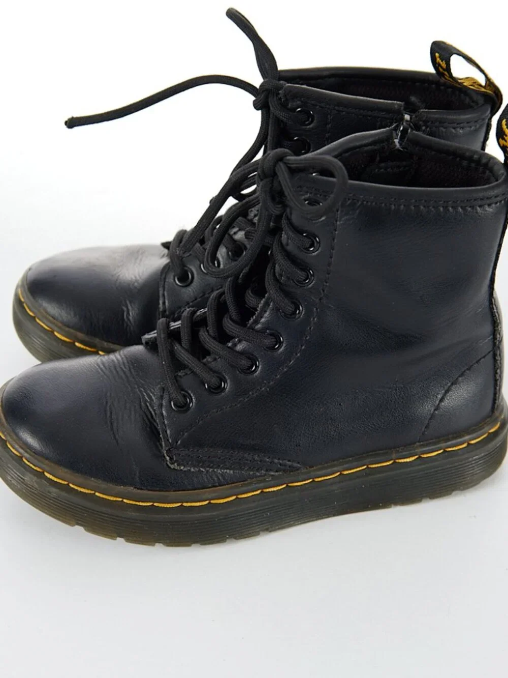 Dr. Marten's Doc's Zavala J Youth Black Leather Combat Lace Up Boots Kid Size 12
